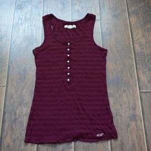Hollister Maroon Striped Tank Top Raw Edge Long